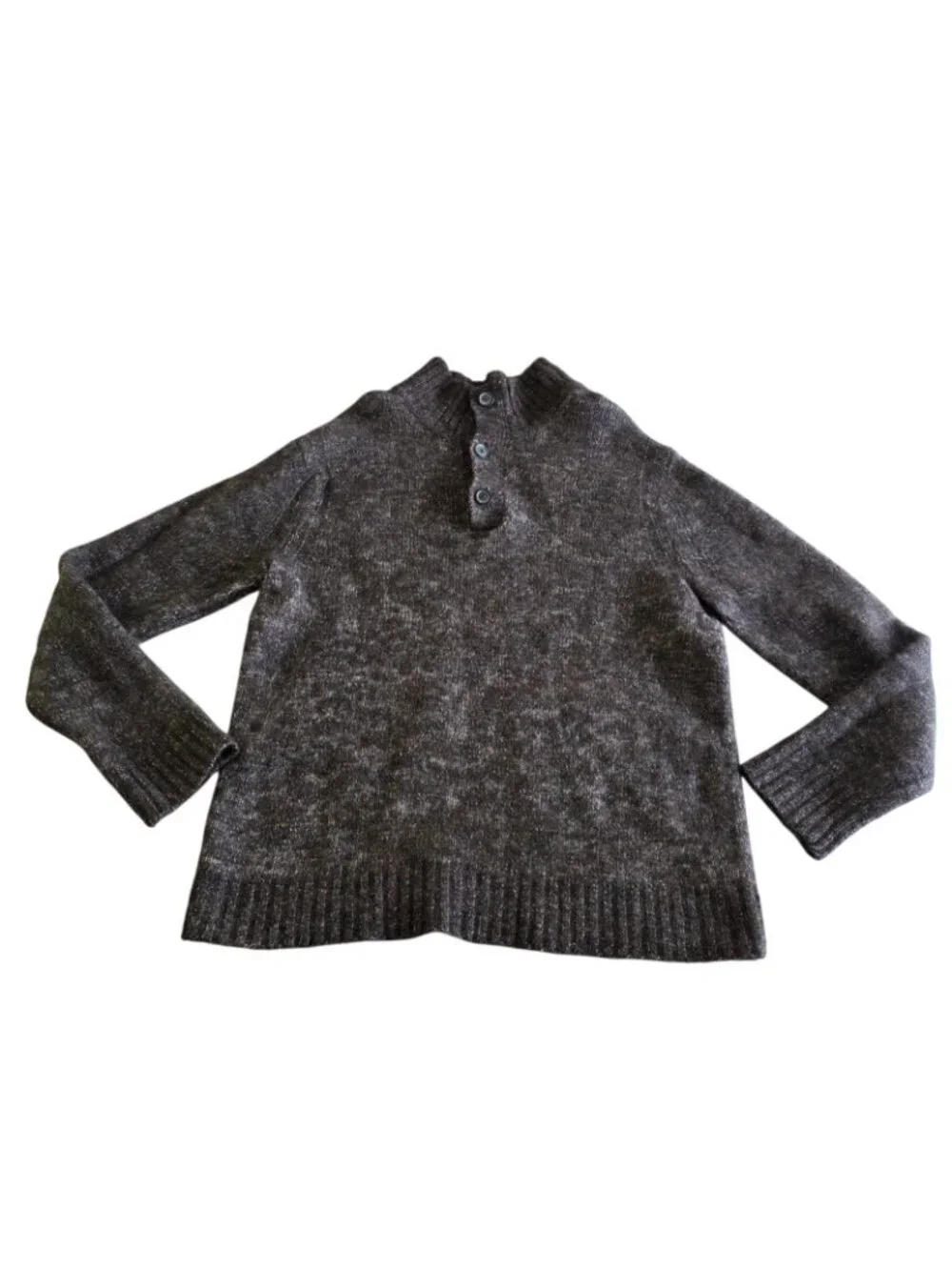 Gap Polo Sweater Men XL Marled Brown Mockneck LS Casual Grandpacore Cottage Edgy